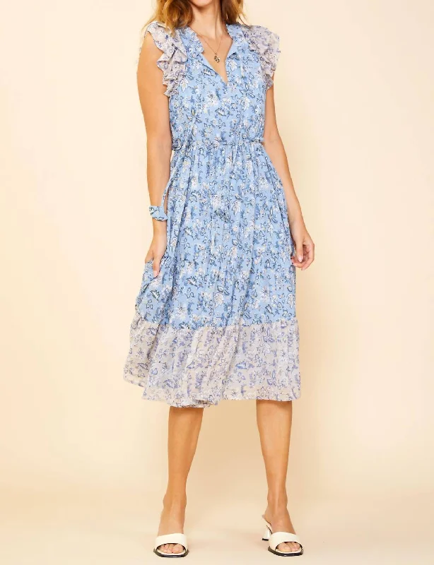 Buy One, Get One Free!Buy One, Get One Free!Floral Midi Dress In Dusty Blue