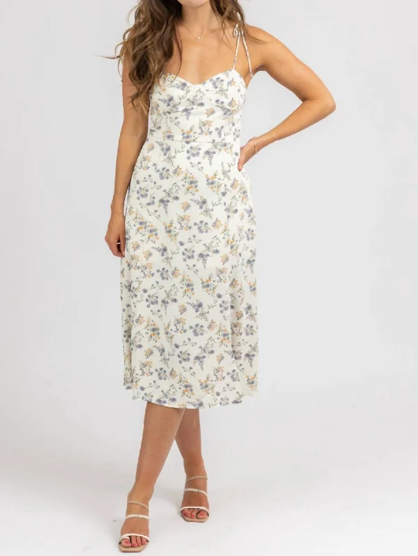 Price Drop Alert!Price Drop Alert!Floral Tie Strap Midi Dress In Ivory