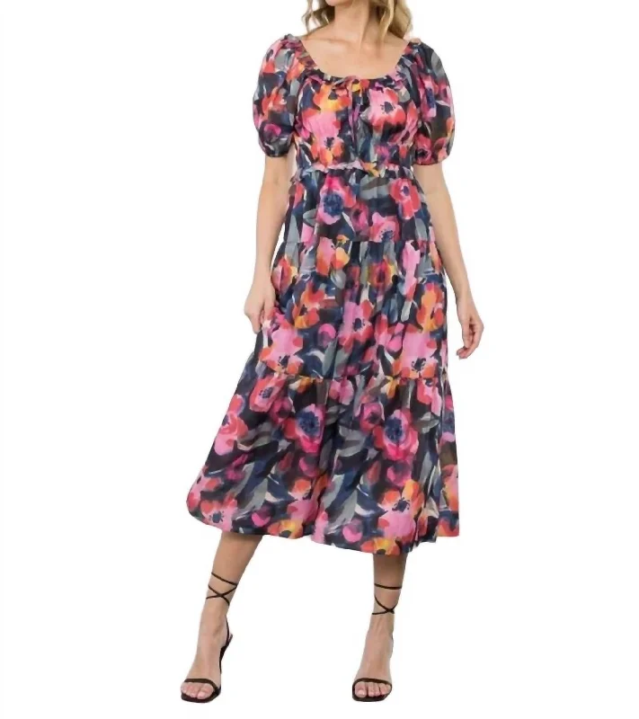 One Day Only – Huge Savings!One Day Only – Huge Savings!Flower Print Midi Dress In Hot Pink/black Floral One Day Only – Huge Savings!One Day Only – Huge Savings!Flower Print Midi Dress In Hot Pink/black Floral