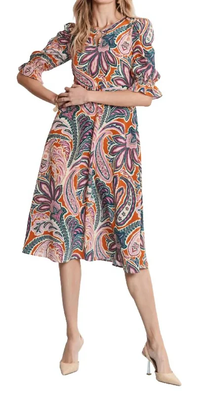Score Huge Discounts Today!Score Huge Discounts Today!Juliette Silk Paisley Midi Dress In Multi Score Huge Discounts Today!Score Huge Discounts Today!Juliette Silk Paisley Midi Dress In Multi