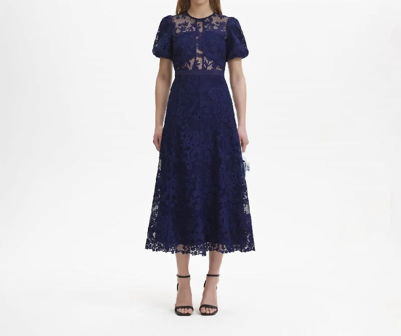 Time to Save Big!Time to Save Big!Lace Midi Dress In Navy