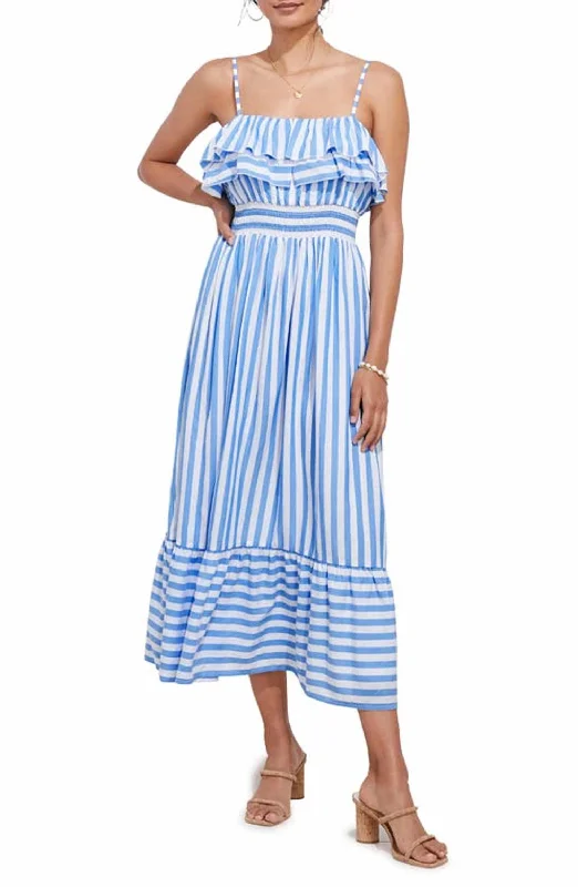 Special Offer – Act Fast!Special Offer – Act Fast!Lurex Striped Midi Dress in Tide Blue & White Special Offer – Act Fast!Special Offer – Act Fast!Lurex Striped Midi Dress in Tide Blue & White