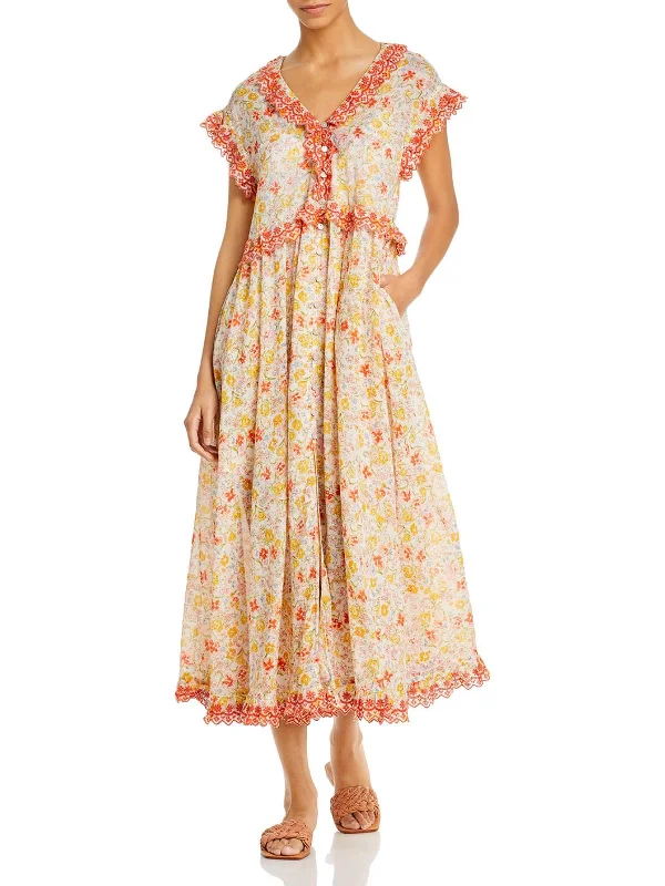 Limited Time Offer!Limited Time Offer!Milania Womens Floral Calf Midi Dress