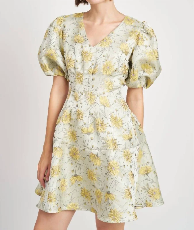 Time to Snag a Bargain!Time to Snag a Bargain!Norah Mini Dress In Sage Lemon
