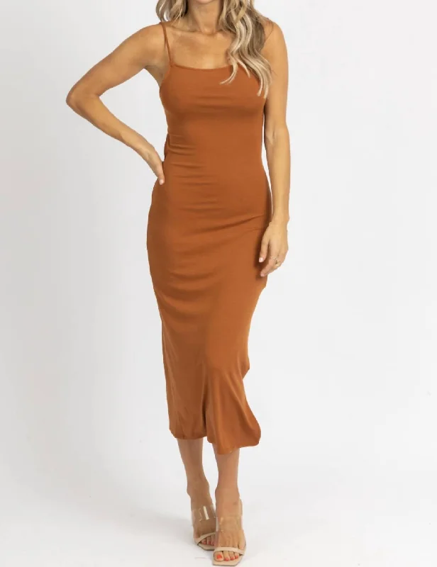 Limited-Time Price Drop!Limited-Time Price Drop!Open Tie-Back Midi Dress In Brown