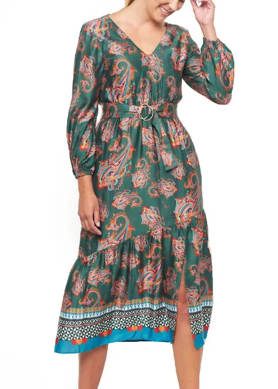 Huge Savings – Act Now!Huge Savings – Act Now!Paisley Midi Dress In Green Multi