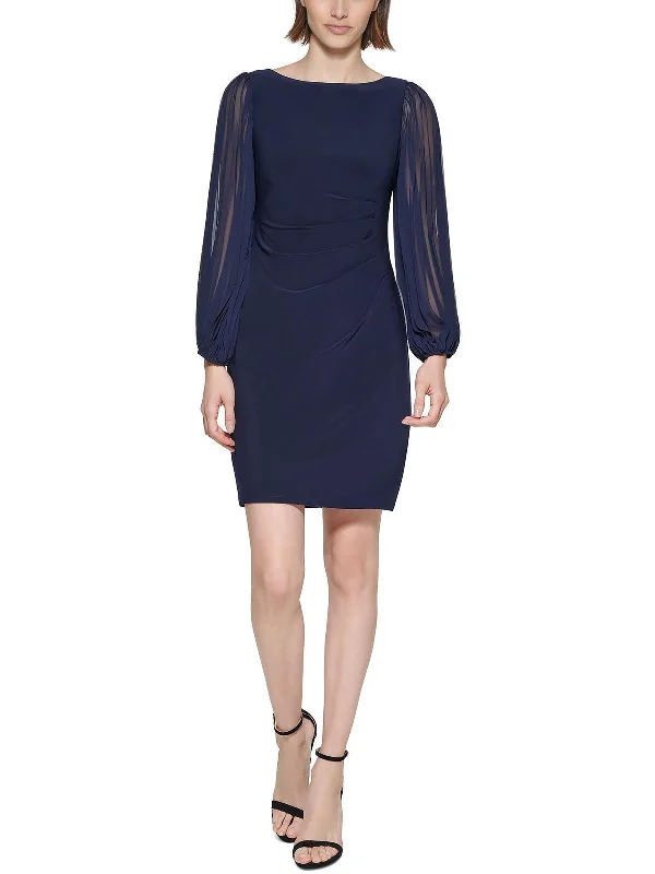 Your Favorite Sale is Back!Your Favorite Sale is Back!Petites Womens Pleated Sheer Sleeves Mini Dress Your Favorite Sale is Back!Your Favorite Sale is Back!Petites Womens Pleated Sheer Sleeves Mini Dress