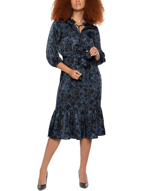 Get It Before It’s Gone!Get It Before It’s Gone!Petites Womens Snake Print Mid Calf Midi Dress Get It Before It’s Gone!Get It Before It’s Gone!Petites Womens Snake Print Mid Calf Midi Dress