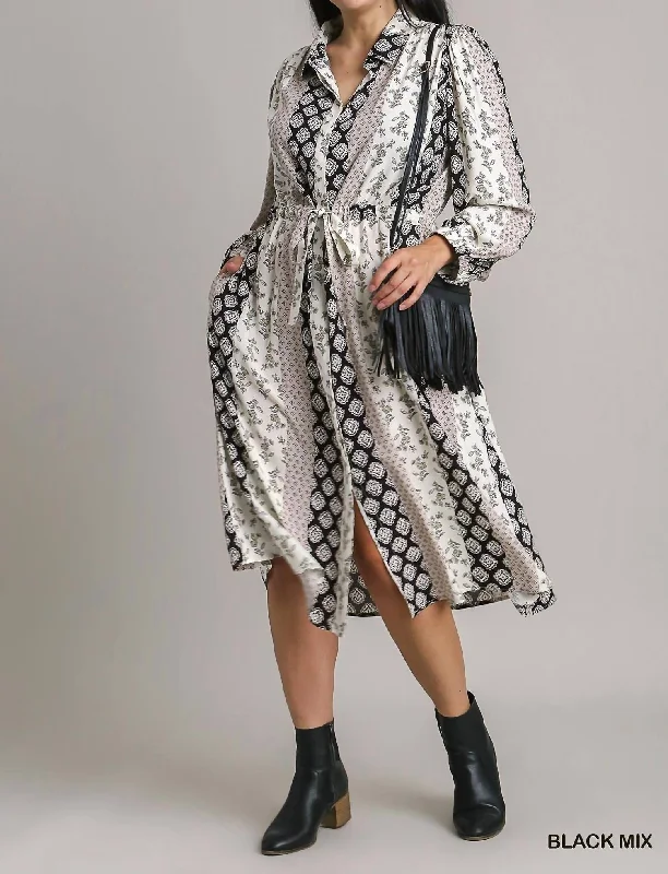 The Best Deals Won’t Wait!The Best Deals Won’t Wait!Print Front Tie Midi Dress/kimono In Black Mix The Best Deals Won’t Wait!The Best Deals Won’t Wait!Print Front Tie Midi Dress/kimono In Black Mix