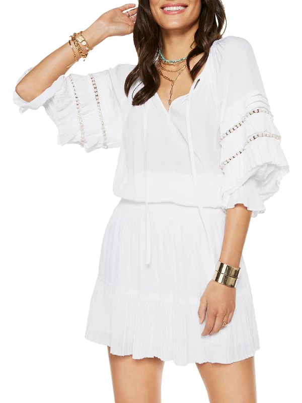 Limited-Time Price Drop!Limited-Time Price Drop!Randi Womens Three-Quarter Sleeves Tie Front Mini Dress Limited-Time Price Drop!Limited-Time Price Drop!Randi Womens Three-Quarter Sleeves Tie Front Mini Dress