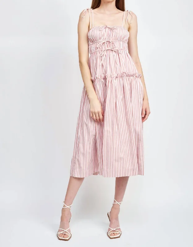 Your Wallet Will Thank You!Your Wallet Will Thank You!Reagan Striped Midi Dress In Pink Stripe