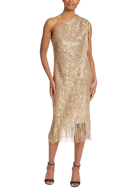 Limited Time Offer!Limited Time Offer!Sequin Fringe Asymmetrical Midi Dress In Gold Limited Time Offer!Limited Time Offer!Sequin Fringe Asymmetrical Midi Dress In Gold