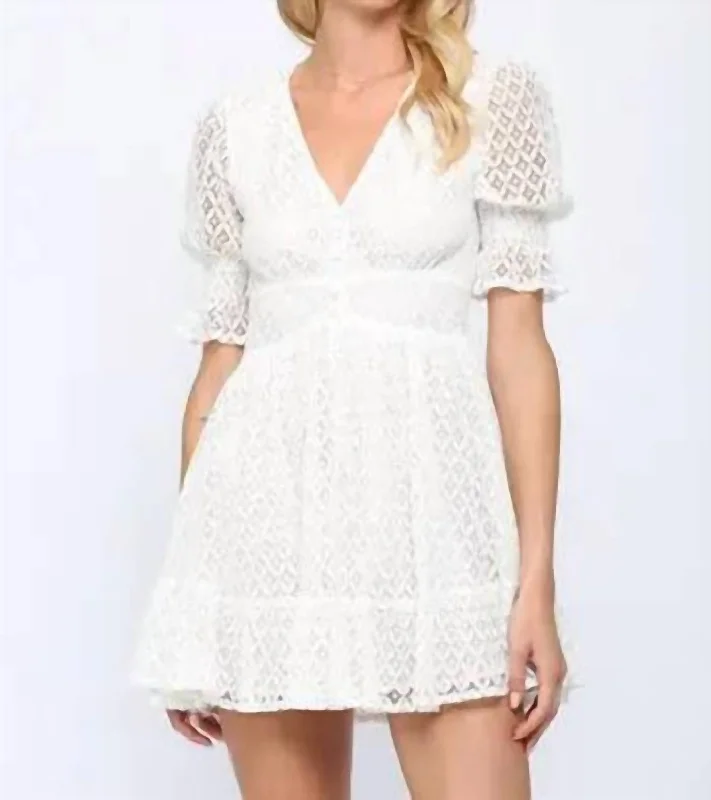 Limited-Time Price Drop!Limited-Time Price Drop!Veronica Lace Short Sleeve Mini Dress In White