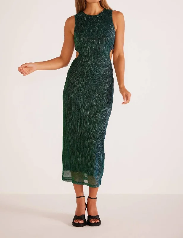 Stock Up and Save!Stock Up and Save!Women's Astrid Cutout Midi Dress In Emerald Green Stock Up and Save!Stock Up and Save!Women's Astrid Cutout Midi Dress In Emerald Green