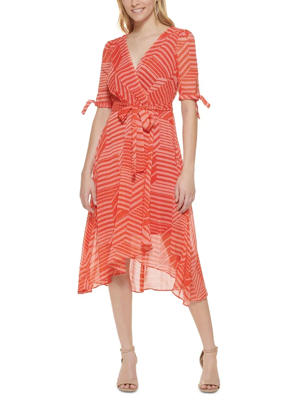 Best Deals Just for You!Best Deals Just for You!Womens Chiffon Striped Midi Dress