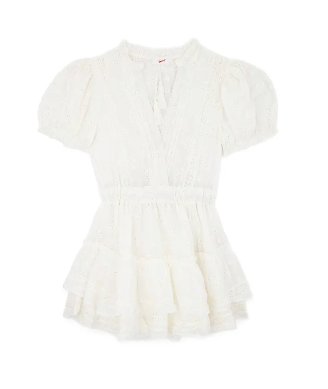 Time to Save Big!Time to Save Big!Women's Mable Eyelet Lace Tier Ruffle Mini Dress In Ivory Time to Save Big!Time to Save Big!Women's Mable Eyelet Lace Tier Ruffle Mini Dress In Ivory
