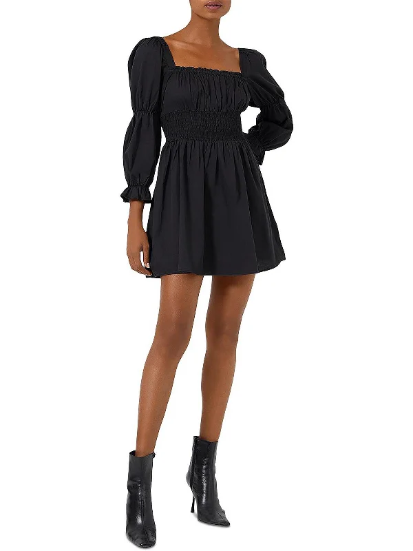 Every Deal is a Steal!Every Deal is a Steal!Womens Smocked Square-Neck Mini Dress