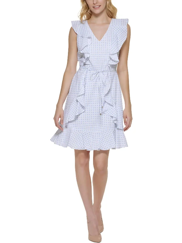 Massive Price Cuts!Massive Price Cuts!Womens Textured Clip Dot Mini Dress