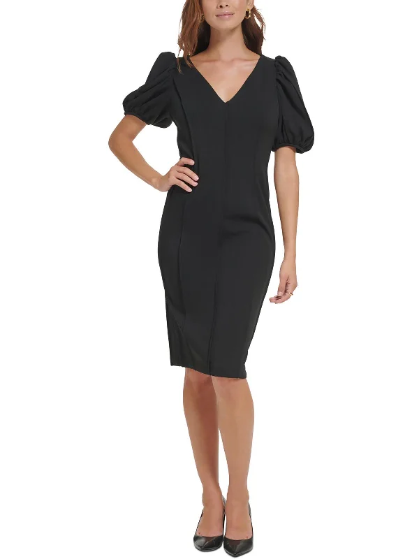 Crazy Discounts Inside!Crazy Discounts Inside!Womens V Neck Pintuck Midi Dress