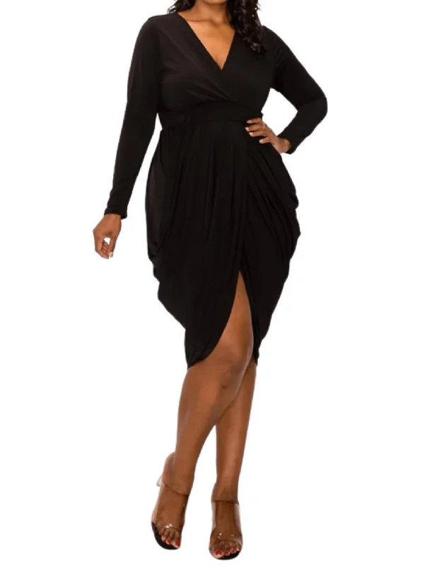 Today’s Deals, Tomorrow’s Regrets!Today’s Deals, Tomorrow’s Regrets!Wrap Style Draped Midi Dress In Black