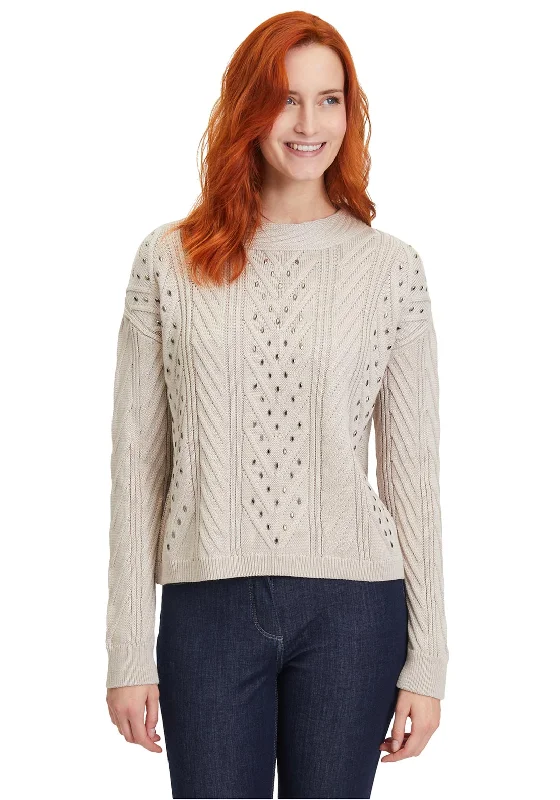 Save More with Every Purchase!Save More with Every Purchase!Betty Barclay Cable Knit Studded Sweater, Beige Save More with Every Purchase!Save More with Every Purchase!Betty Barclay Cable Knit Studded Sweater, Beige