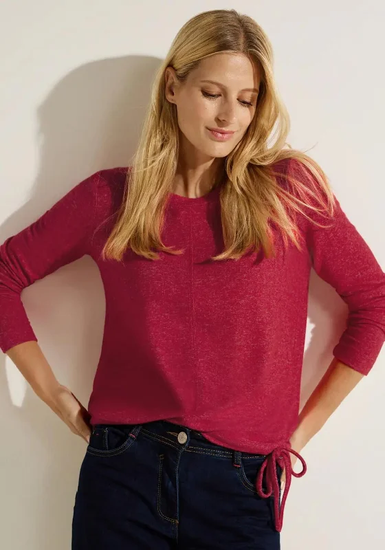 Save More Than Ever!Save More Than Ever!Cecil Drawstring Hem Melange Sweater, Casual Red Save More Than Ever!Save More Than Ever!Cecil Drawstring Hem Melange Sweater, Casual Red