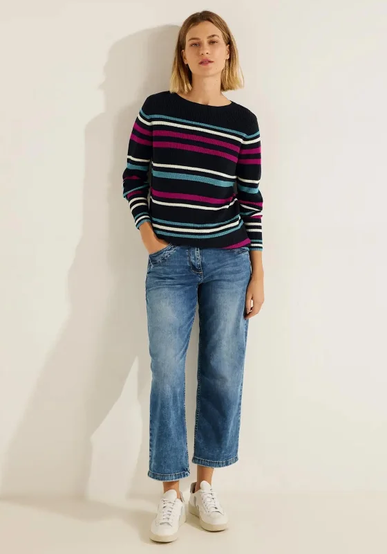 Must-Have Deals Inside!Must-Have Deals Inside!Cecil Multicolour Striped Fine Knit Sweater, Night Sky Blue Must-Have Deals Inside!Must-Have Deals Inside!Cecil Multicolour Striped Fine Knit Sweater, Night Sky Blue
