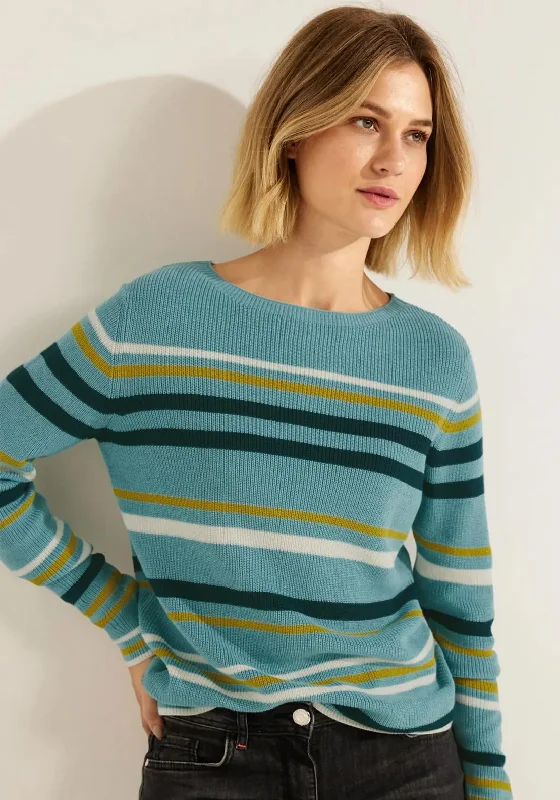 Time to Save Big!Time to Save Big!Cecil Multicolour Striped Fine Knit Sweater, Reef Blue Melange Time to Save Big!Time to Save Big!Cecil Multicolour Striped Fine Knit Sweater, Reef Blue Melange