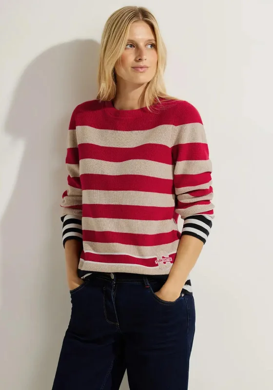 Limited-Time Price Drop!Limited-Time Price Drop!Cecil Multicolour Striped Sweater, Casual Red Limited-Time Price Drop!Limited-Time Price Drop!Cecil Multicolour Striped Sweater, Casual Red