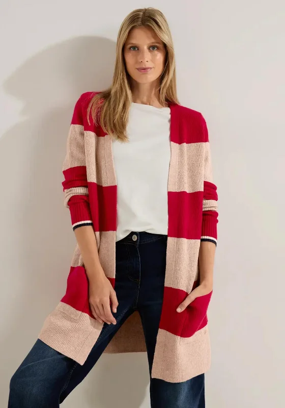 Huge Price Cuts Await!Huge Price Cuts Await!Cecil Striped Knit Long Cardigan, Casual Red Huge Price Cuts Await!Huge Price Cuts Await!Cecil Striped Knit Long Cardigan, Casual Red