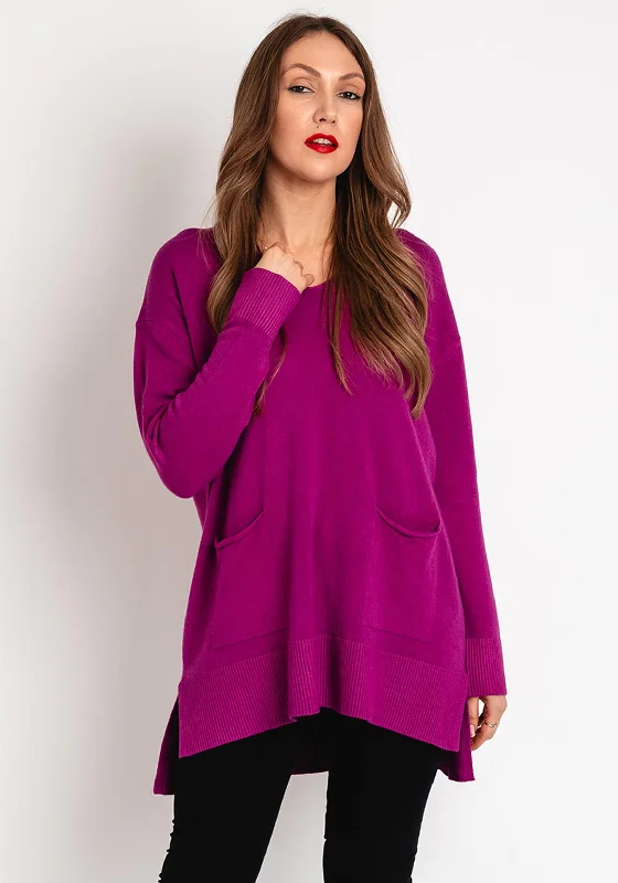 Everything Must Go!Everything Must Go!D.E.C.K By Decollage One Size Pocket Detail Knit Sweater, Magenta Everything Must Go!Everything Must Go!D.E.C.K By Decollage One Size Pocket Detail Knit Sweater, Magenta
