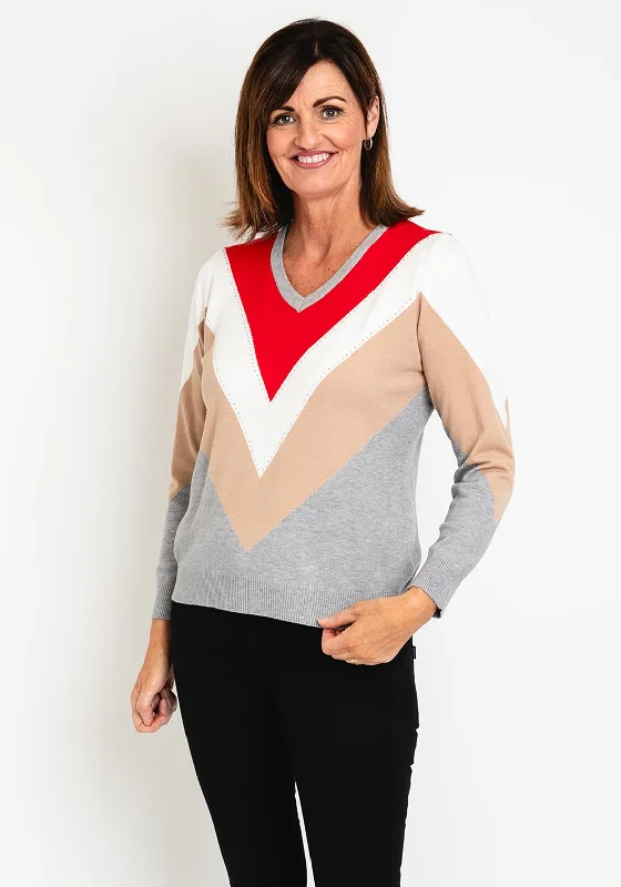 Mega Sale Happening Now!Mega Sale Happening Now!Natalia Collection V Pattern Knit Sweater, Multi Mega Sale Happening Now!Mega Sale Happening Now!Natalia Collection V Pattern Knit Sweater, Multi