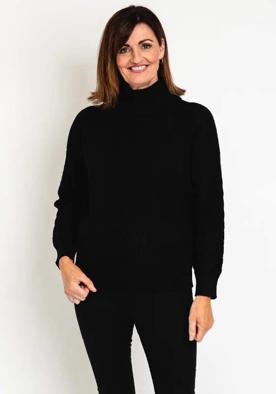 Get More for Less!Get More for Less!Natalia Collection High Neck Cable Knit Sweater, Black Get More for Less!Get More for Less!Natalia Collection High Neck Cable Knit Sweater, Black