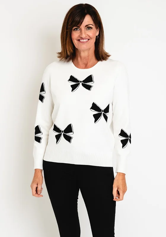 Your Dream Deal is Here!Your Dream Deal is Here!Natalia Collection Bow Print Knit Sweater, White Your Dream Deal is Here!Your Dream Deal is Here!Natalia Collection Bow Print Knit Sweater, White