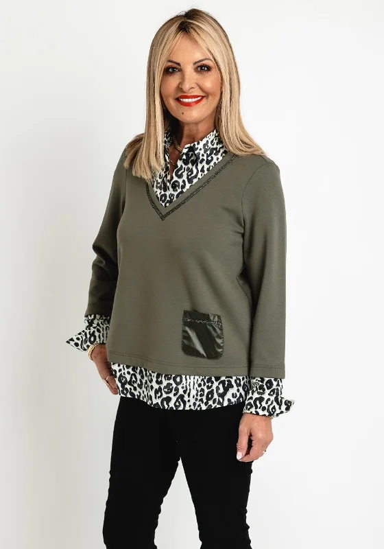 Exclusive Deals Just for You!Exclusive Deals Just for You!Just White Two in One Leopard Print Sweater and Shirt Set, Khaki
