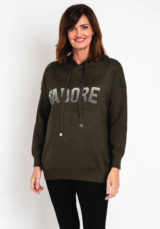 Limited Deals, Unlimited Savings!Limited Deals, Unlimited Savings!Natalia Collection One Size Embellished Text Knitted Hoodie, Khaki Limited Deals, Unlimited Savings!Limited Deals, Unlimited Savings!Natalia Collection One Size Embellished Text Knitted Hoodie, Khaki
