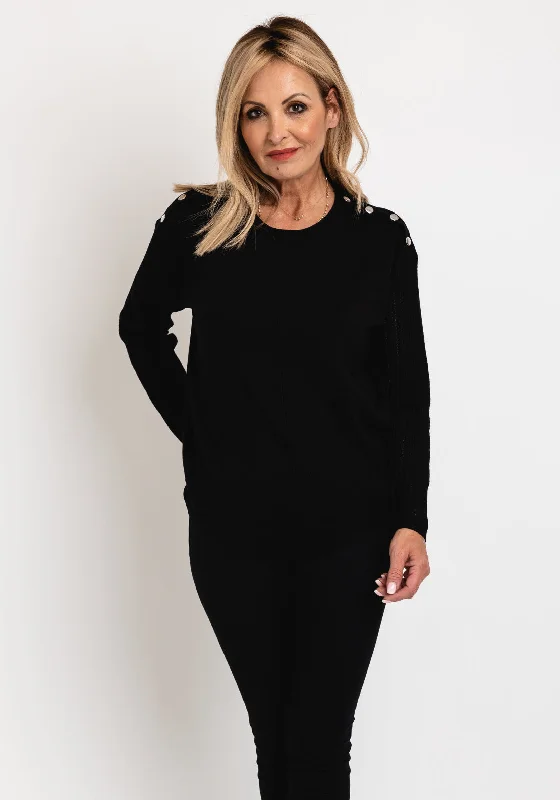 Seasonal Sale – Shop Now!Seasonal Sale – Shop Now!Micha Stud Shoulder Knit Sweater, Black