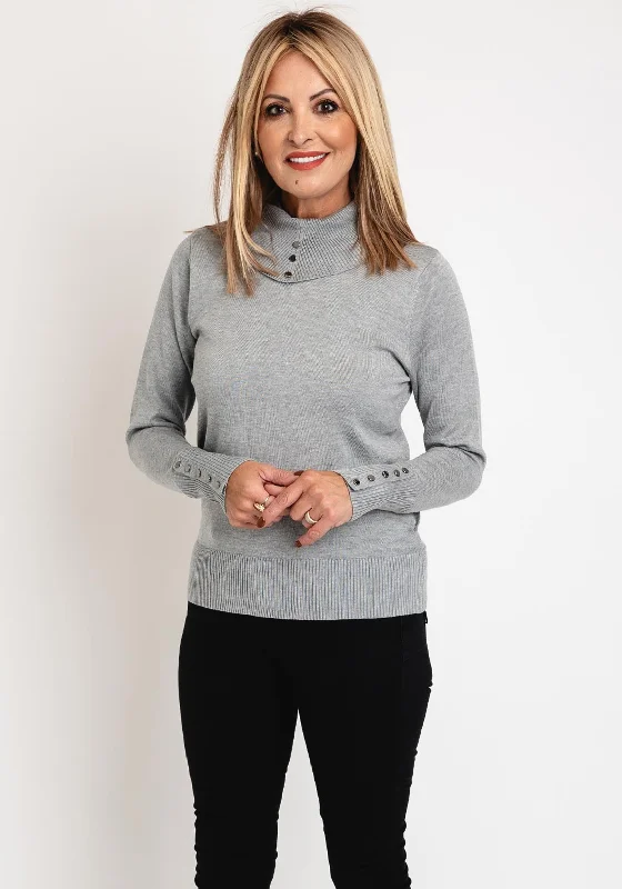 Shop Early, Save Big!Shop Early, Save Big!Micha Buttoned Funnel Neck Sweater, Grey Shop Early, Save Big!Shop Early, Save Big!Micha Buttoned Funnel Neck Sweater, Grey