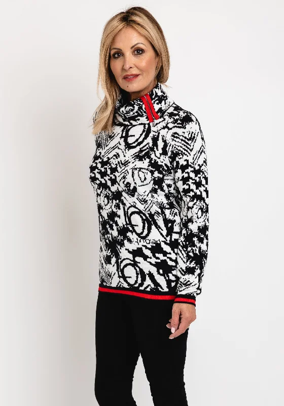 Savings You Can’t Ignore!Savings You Can’t Ignore!Micha Zip Roll Neck Knit Sweater, Black & White Savings You Can’t Ignore!Savings You Can’t Ignore!Micha Zip Roll Neck Knit Sweater, Black & White