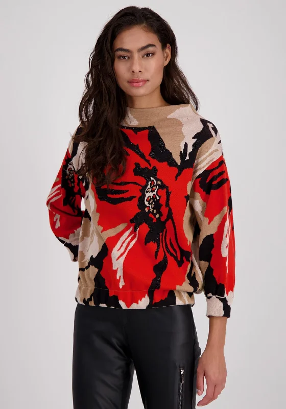 Time to Save Big!Time to Save Big!Monari Floral Pattern Knit Sweater, Orange