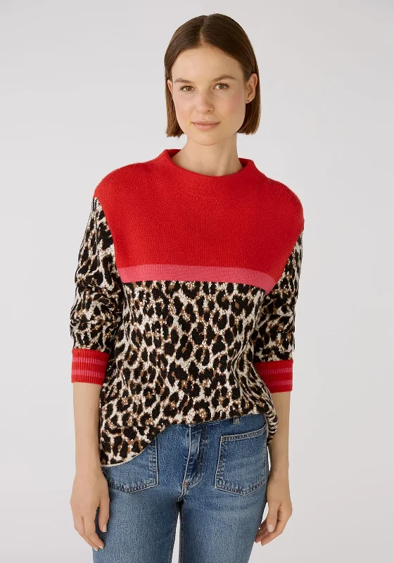 Time to Snag a Bargain!Time to Snag a Bargain!Oui Leo Colour Block Knitted Sweater, Camel Red Time to Snag a Bargain!Time to Snag a Bargain!Oui Leo Colour Block Knitted Sweater, Camel Red