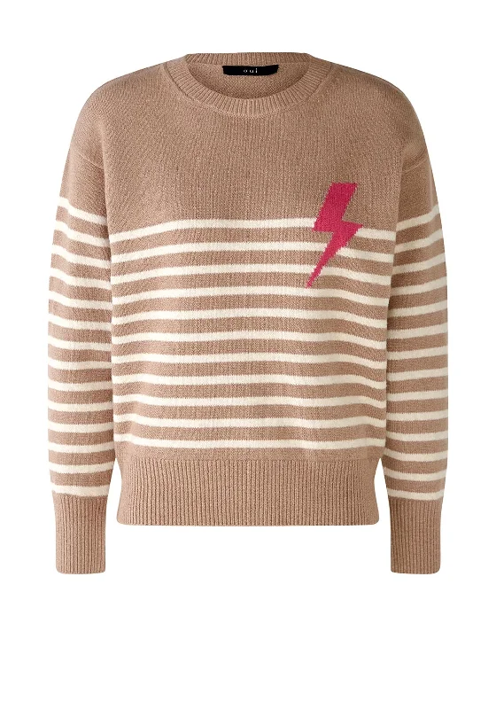 Price Drops You’ll Love!Price Drops You’ll Love!Oui Lightning Bolt Stripe Jumper, Camel White Price Drops You’ll Love!Price Drops You’ll Love!Oui Lightning Bolt Stripe Jumper, Camel White