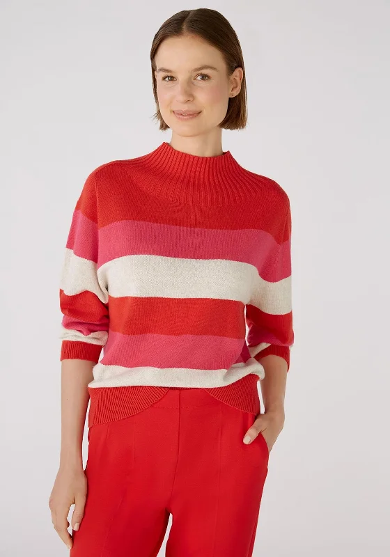Special Offer – Act Fast!Special Offer – Act Fast!Oui Block Stripe Knitted Jumper, Red Rose
