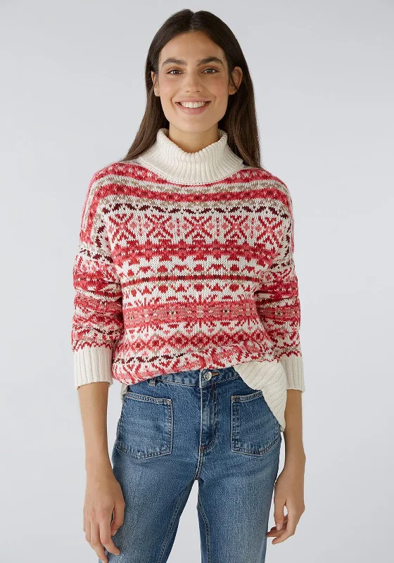 The Best Deals Won’t Wait!The Best Deals Won’t Wait!Oui Nordic Print Knitted Sweater, Off-White Red The Best Deals Won’t Wait!The Best Deals Won’t Wait!Oui Nordic Print Knitted Sweater, Off-White Red