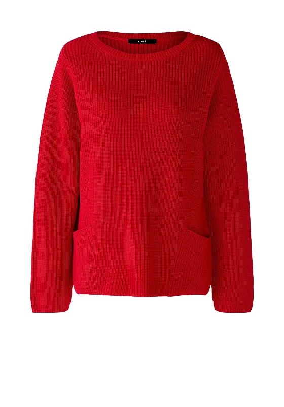 Your Best Deals Are Here!Your Best Deals Are Here!Oui Patch Pocket Cotton Sweater, Chinese Red Your Best Deals Are Here!Your Best Deals Are Here!Oui Patch Pocket Cotton Sweater, Chinese Red