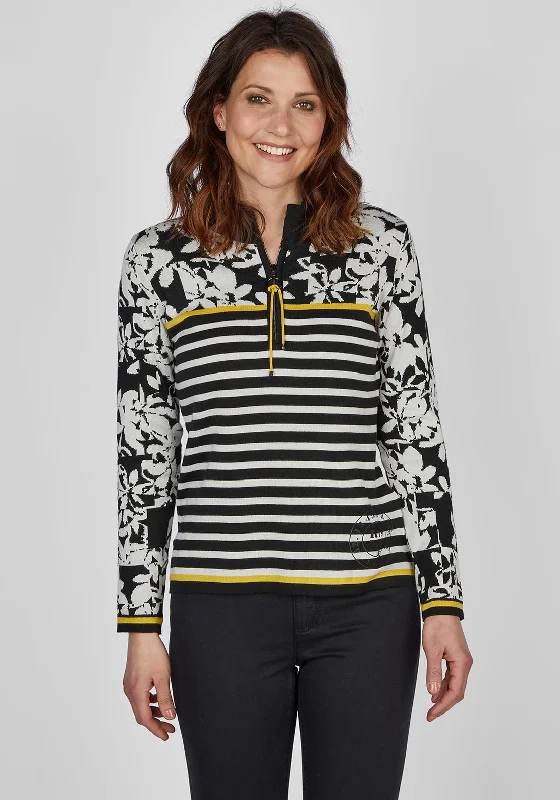 Hot Deals You Can’t Resist!Hot Deals You Can’t Resist!Rabe Multi Print Half Zip Sweater, Black Hot Deals You Can’t Resist!Hot Deals You Can’t Resist!Rabe Multi Print Half Zip Sweater, Black