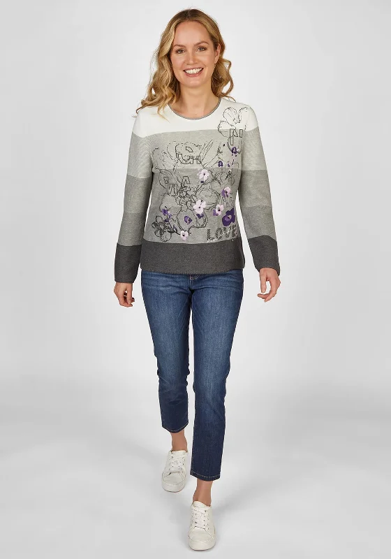 Get It Before It’s Gone!Get It Before It’s Gone!Rabe Flower Print Ribbed Sweater, Gray Get It Before It’s Gone!Get It Before It’s Gone!Rabe Flower Print Ribbed Sweater, Gray