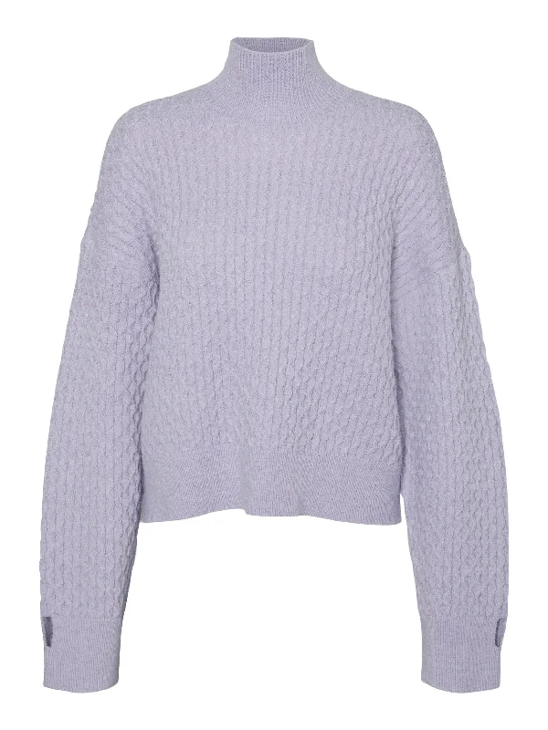 Get Ready to Save!Get Ready to Save!SOMETHINGNEW Maddie Wave Knit Crop Jumper, Purple Heather Get Ready to Save!Get Ready to Save!SOMETHINGNEW Maddie Wave Knit Crop Jumper, Purple Heather