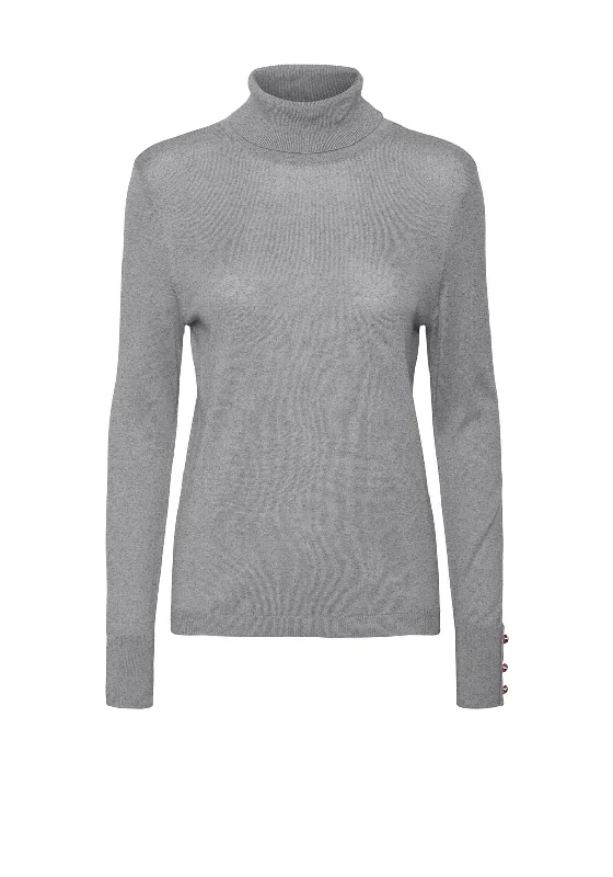 Limited Stock Available!Limited Stock Available!Vero Moda Milda Roll Neck Button Sleeve Sweater, Grey Limited Stock Available!Limited Stock Available!Vero Moda Milda Roll Neck Button Sleeve Sweater, Grey