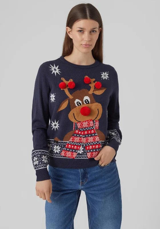 Incredible Savings Inside!Incredible Savings Inside!Vero Moda Frosty Deer Christmas Jumper, Navy Incredible Savings Inside!Incredible Savings Inside!Vero Moda Frosty Deer Christmas Jumper, Navy